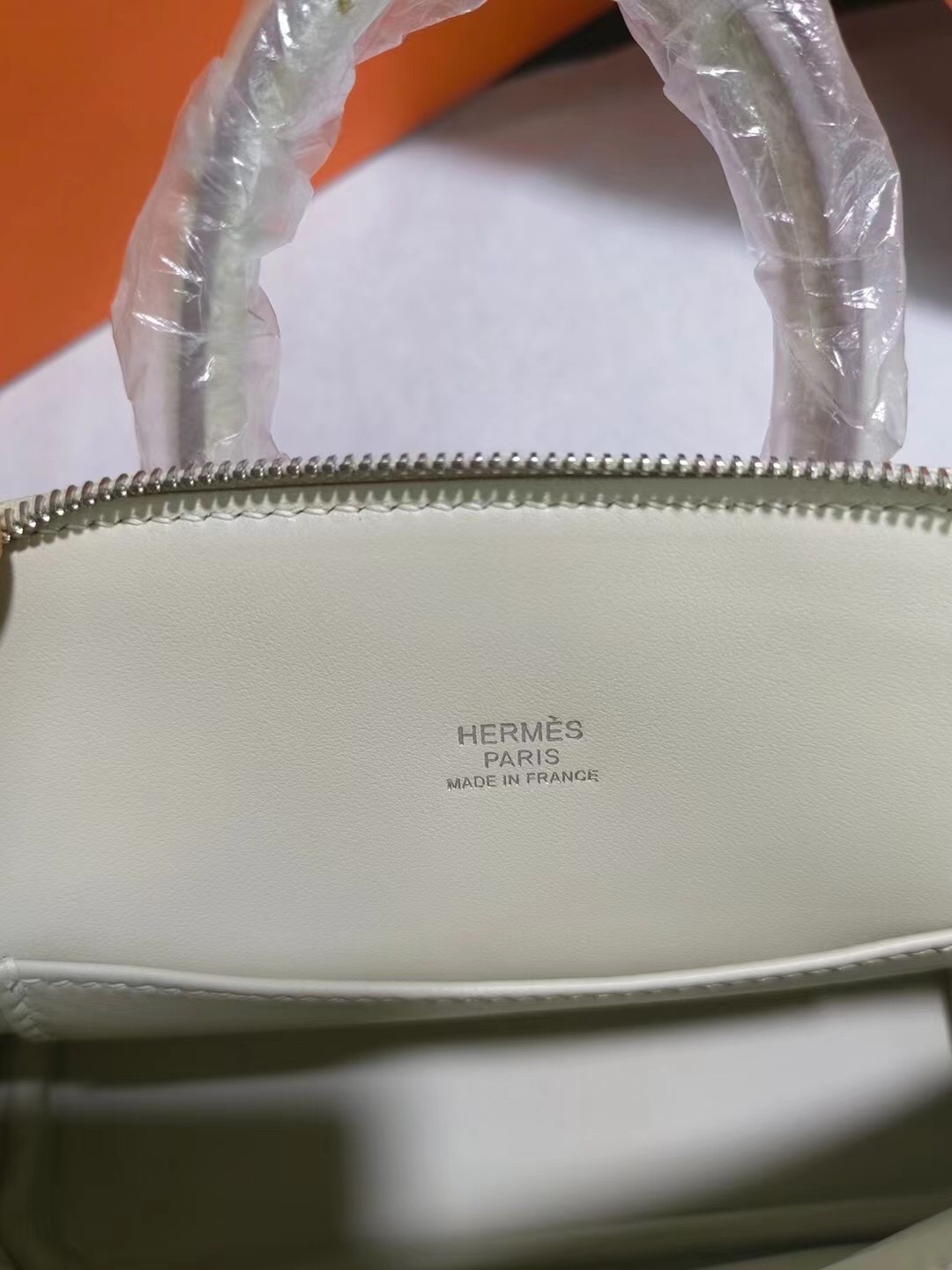 Hermes Bolide 1923 Mini Handbag Shoulder Bag In Cream White Evercolor Leather